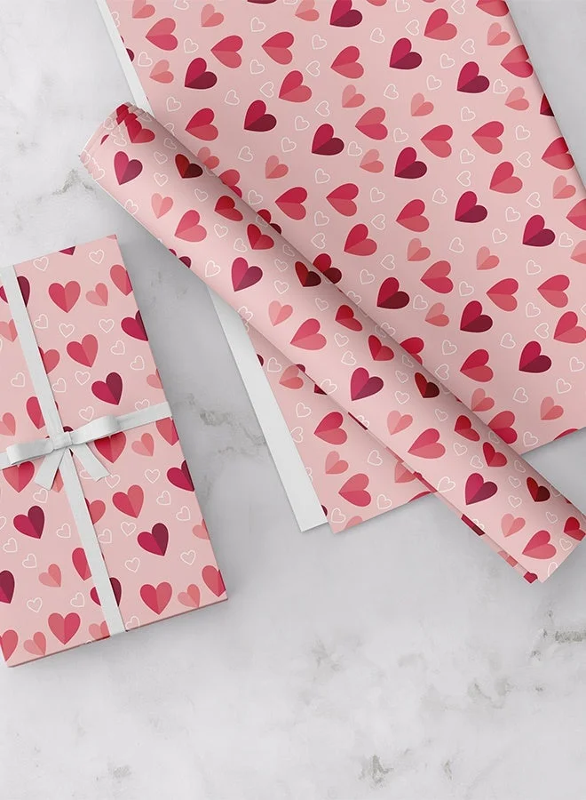 شير ذا لوف  ورق تغليف بقلوب وردية ناعمة، 6 أوراق